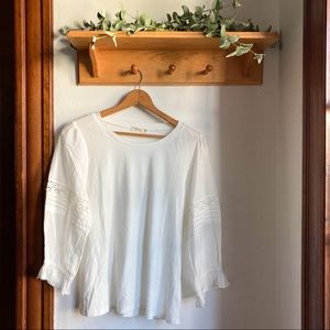ROOLEE white tee with contrast sleeves
